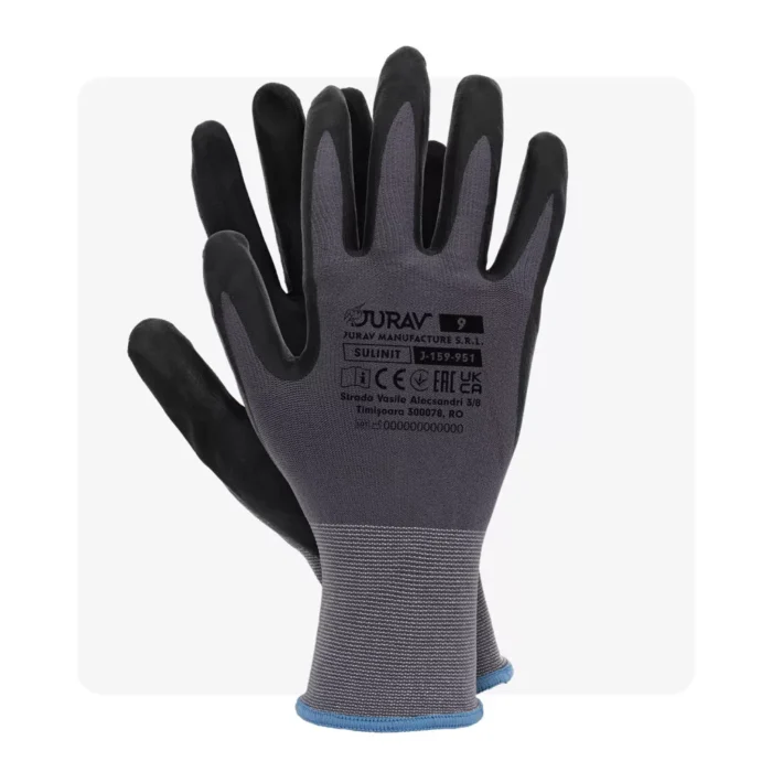SULINIT mikrohabos nitril mártott szürke munkavédelmi kesztyű - Image 1