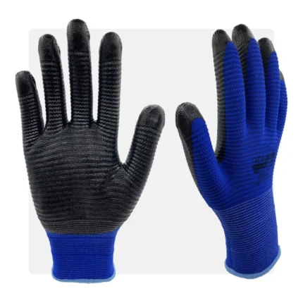 PLUMO NB nitril mártott kék bordázott munkavédelmi kesztyű