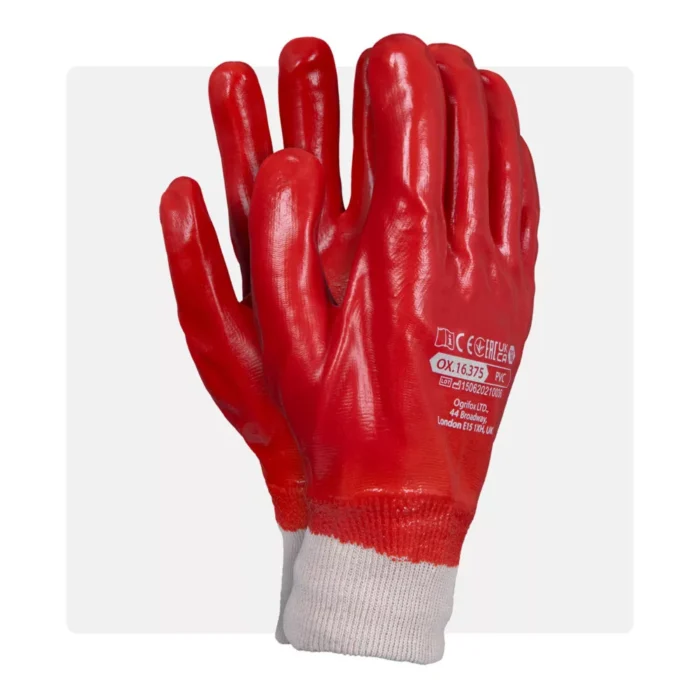 PVC10 PVC mártott piros munkavédelmi kesztyű - Image 1