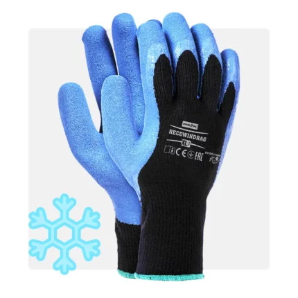 RECOWINDRAG latex mártott fekete téli munkavédelmi kesztyű