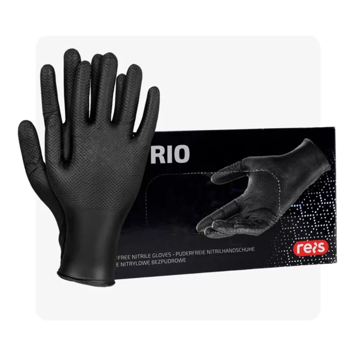 RNITRIO GRIFF B púdermentes gyémánt felületű fekete nitril munkavédelmi kesztyű 50db - Image 1