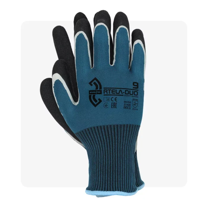 RTELA DUO dupla latex mártott kék munkavédelmi kesztyű - Image 1