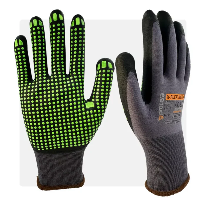 FLEX NEO mikrohabos nitril mártott szürke pontozott munkavédelmi kesztyű - Image 1